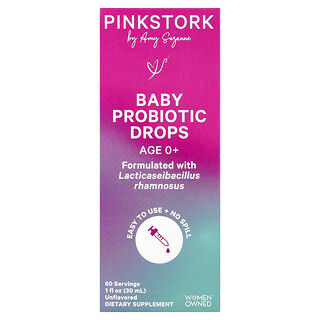 Pink Stork, Gotas probióticas para bebés, 0 años en adelante, Sin sabor, 30 ml (1 oz. líq.)