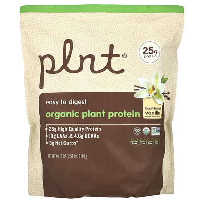 Plnt, Proteína vegetal orgánica, Vainilla, 1140 g (2,51 lb)