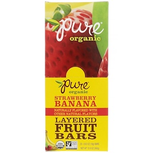 Pure Bar, Органический продукт, Слоеные фруктовые батончики, Клубника и банан, 20 батончиков, 0,63 унций (18 г) каждый