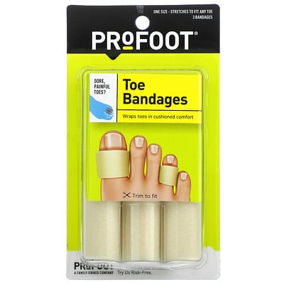 

Profoot, Toe Bandages, One Size, 3 Bandages