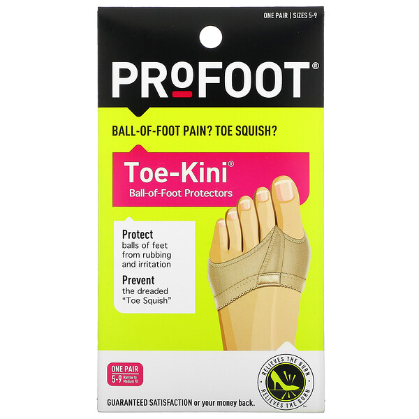 Toe-Kini, Ball-Of-Foot Protectors, Sizes 5-9, 1 Pair