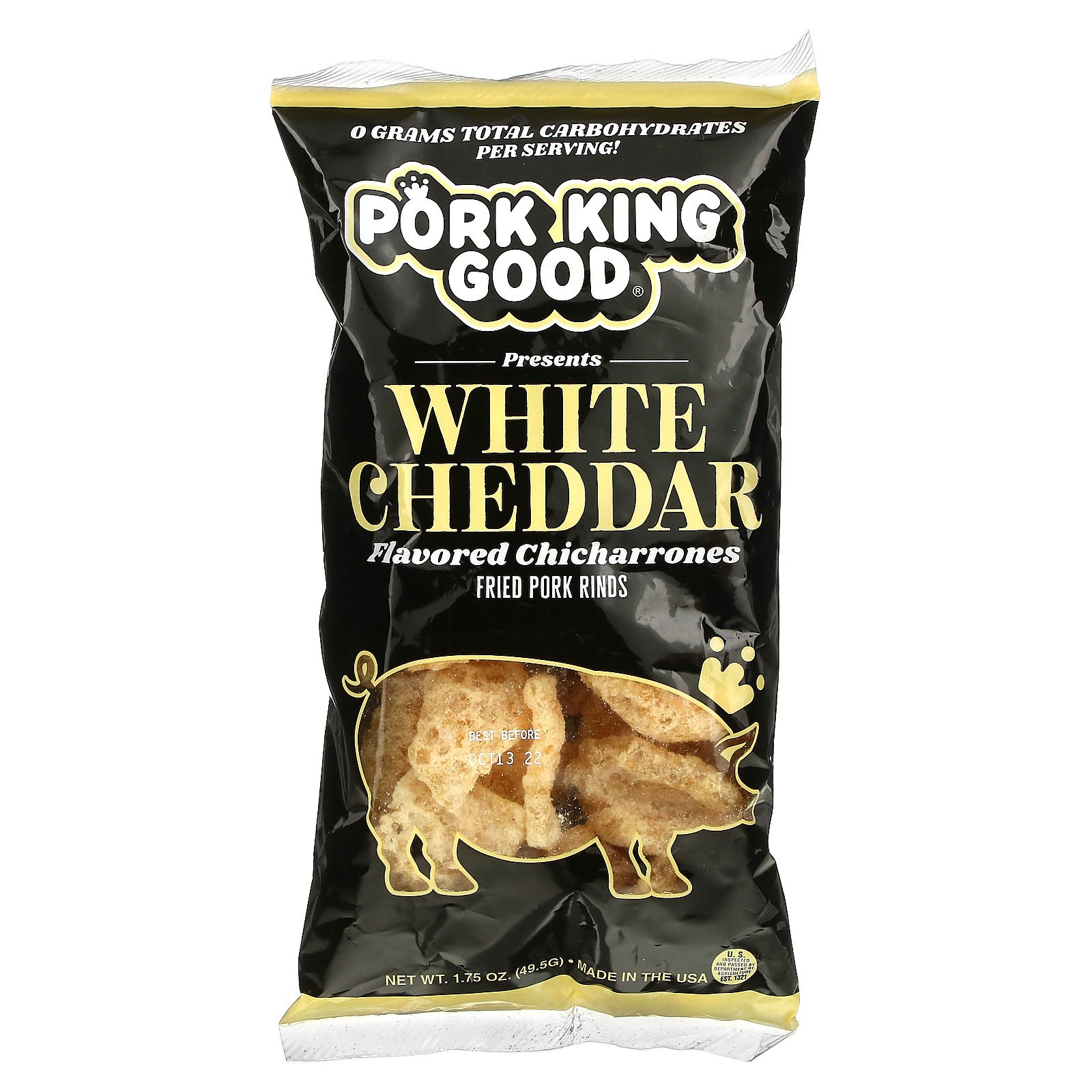 Pork King Good Flavored Chicharrones White Cheddar 175 Oz 495 G