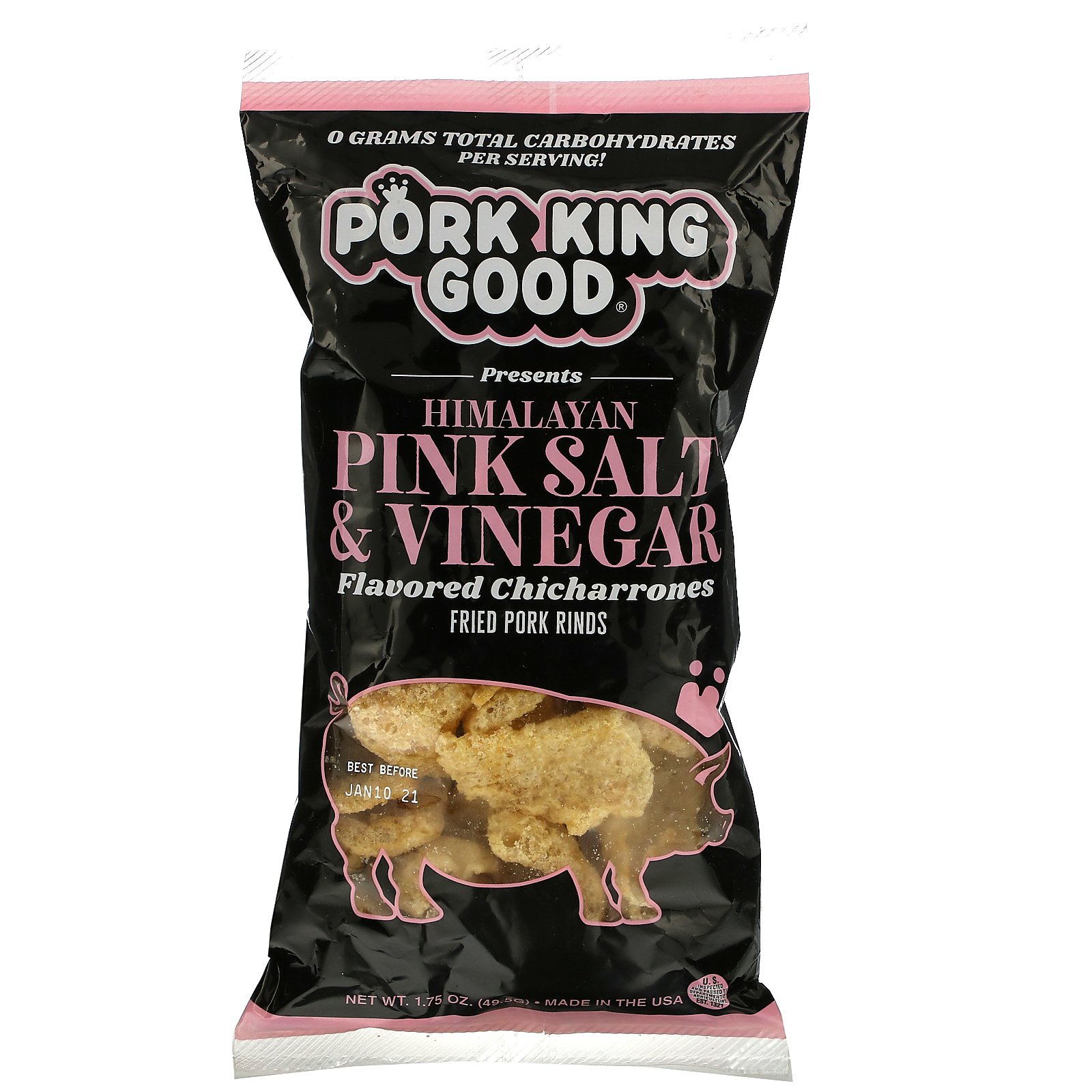 Pork King Good Flavored Chicharrones Himalayan Pink Salt Vinegar 1 75 Oz 49 5 G Iherb