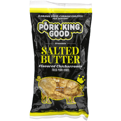 Pork King Good Flavored Chicharrones, Salted Butter, 1.75 oz (49.5 g)