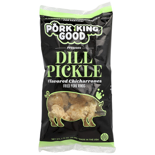 Pork King Good Flavored Chicharrones, Dill Pickle, 1.75 oz (49.5 g)