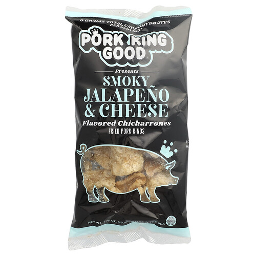 Pork King Good, Aromatisierte Chicharrones, rauchige Jalapenos und Käse, 49,5 g (1,75 oz.)