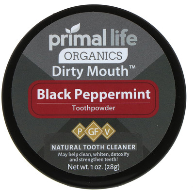 Primal Life Organics Зубной порошок для грязного рта, черная перечная мята, 1 унция (28 г)