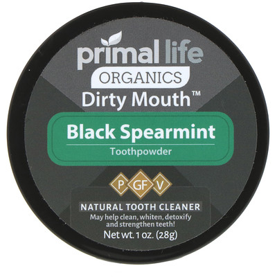 Primal Life Organics Зубной порошок для грязного рта, черная сладкая мята, 1 унция (28 г)