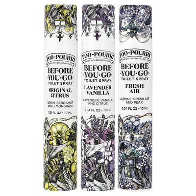 Poo-Pourri On-The-Go спреи для туалета Before-You-Go Value Set 3 вида спрея по 10 мл (0 34 жидк. унц.)