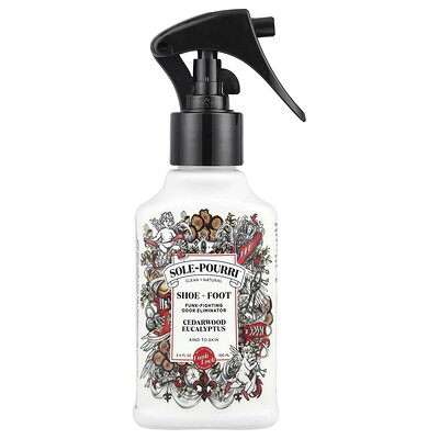 Poo-Pourri  Sole-Pourri™ Shoe+ Foot  Funk-Fighting Odor Eliminator  Cedarwood Eucalyptus  3.4 fl oz (100 ml)