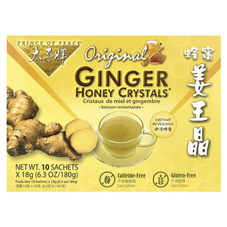 Prince of Peace, Gemberhoningkristallen, origineel, cafeïnevrij, 10 zakjes, 18 g per stuk