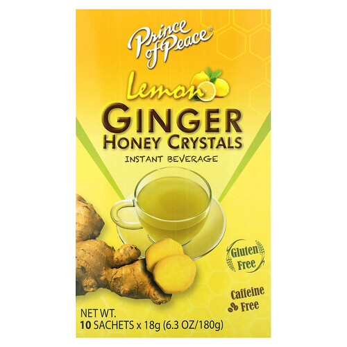 Prince of Peace, Ginger Honey Crystals, Ingwer-Honig-Kristalle, Zitrone, koffeinfrei, 10 Beutel, je 18 g