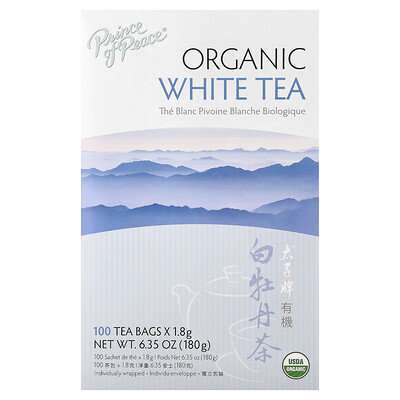 Prince of Peace, Té blanco 100 % orgánico, 100 bolsitas de té, 180 g (6,35 oz)