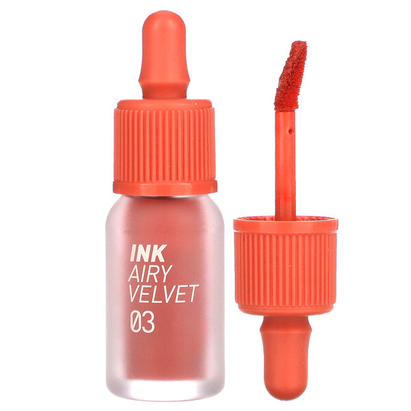 Peripera‏, Ink Airy Velvet Lip Tint, 03 Cartoon Coral, 0.14 oz (4 g)