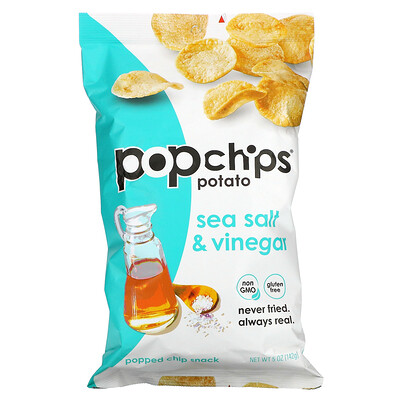 Popchips Картофельные чипсы с морской солью и уксусом, 5 унц. (142 г)