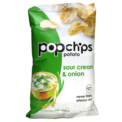 Купить Popchips Картофельный чипсы, сметана и лук, 5 унций (142 г)