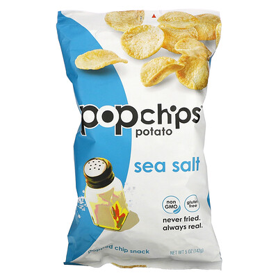 Popchips Картофельные чипсы, Морская соль, 5 унций (142 г)