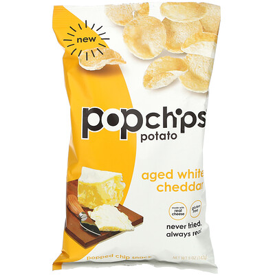 Купить Popchips Картофельные чипсы, выдержанный белый чеддер, 142 г (5 унций)