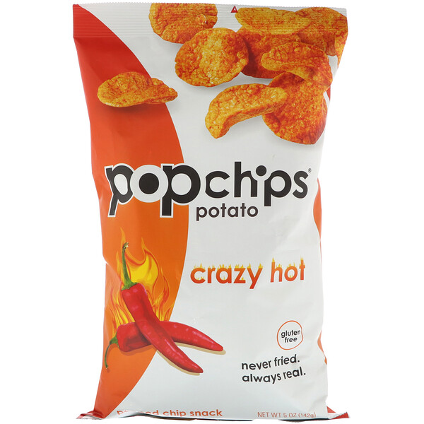Popchips, Potato Chips, Crazy Hot, 5 oz (142 g) - iHerb