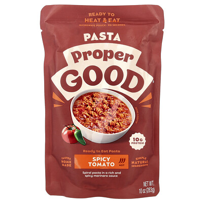 Product Image for Proper Good, Ready to Eat Pasta, Spicy Tomato, Hot, 10 oz (283 g)