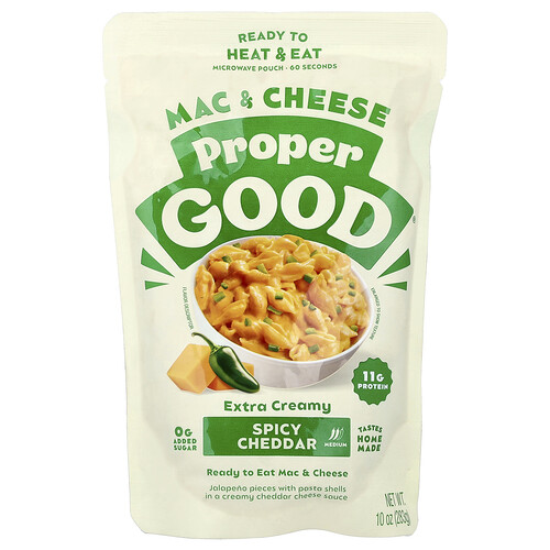 Proper Good, Ready to Heat & Eat, Mac & Cheese, Spicy Cheddar, Medium, 10 oz (283 g)