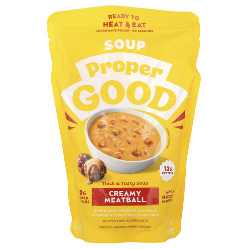 Proper Good, Ready To Heat & Eat, Creamy Meatball Soup, 12 oz (340 g)