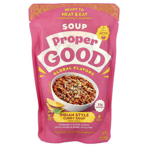 Proper Good, Ready To Heat & Eat, Currysuppe nach indischer Art, Chana Masala, Mittel, 340 g (12 oz.)
