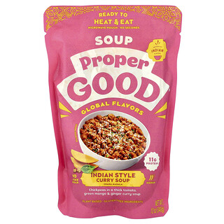 Proper Good, Ready To Heat & Eat, Indian Style Curry Soup, Chana Masala, Medium, 340 g (12 oz)