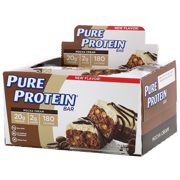 Pure Protein, Mocha Cream Bar, 6 Bars, 1.76 oz (50 g) Each