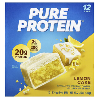 Pure Protein, Gluten Free Bar, Lemon Cake, 12 Bars, 1.76 oz (50 g) Each