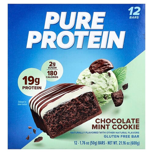 Pure Protein, Glutenfreier Riegel, Schokoladen-Minz-Keks, 12 Riegel, je 50 g (1,76 oz.)