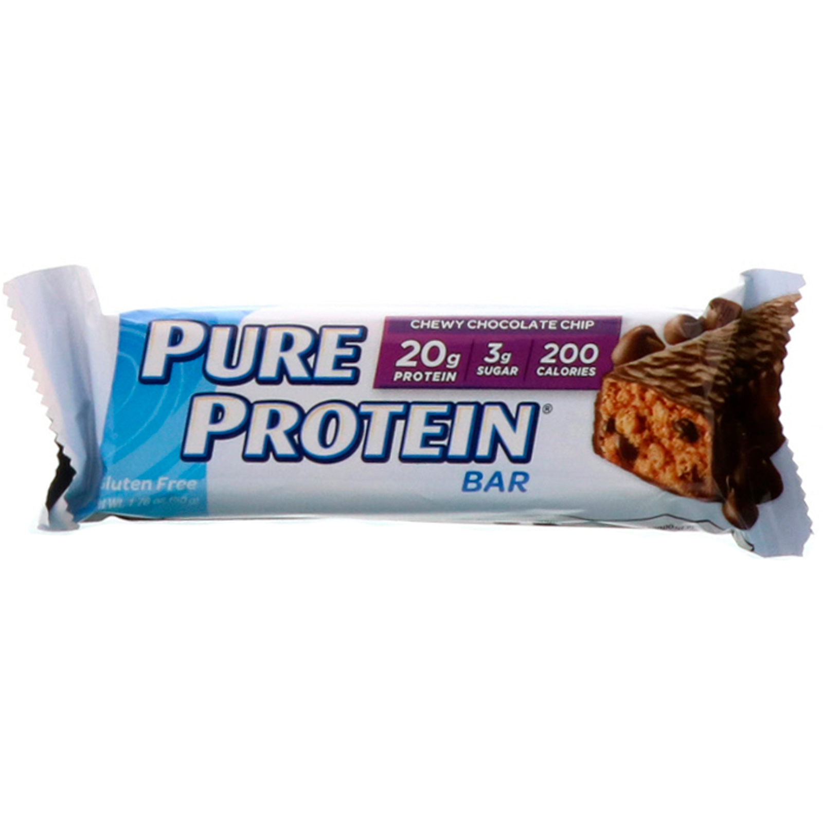 Pure Protein, Chew Chocolate Chip Bar, 6 Bars, 1.76 oz (50 g) Each - iHerb