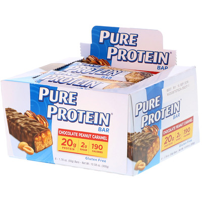 Pure Protein Батончики с арахисом, шоколадом и карамелью, 6 батончиков, 1,76 унц. (50 г)