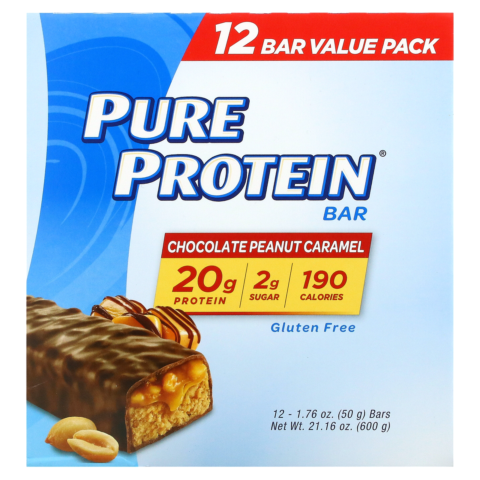 Pure Protein Bar Chocolate Peanut Caramel 新品本物 g 12 Bars 50 oz 1.76 人気沸騰