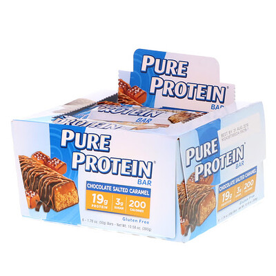 Pure Protein Шоколадный батончик с карамелью и солью, 6 батончиков, каждый по 1.76 унц. (50 г.)
