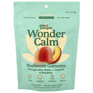 Plant People, WonderCalm®, Mushroom Gummies, Summer Peach, 60 Gummies