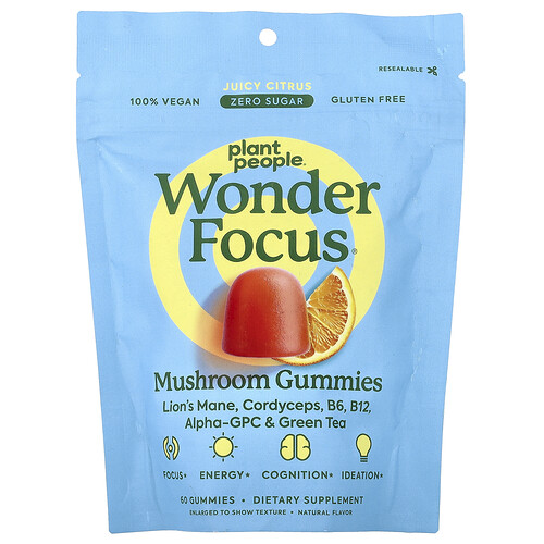 Plant People, WonderFocus®, Mushroom Gummies, Juicy Citrus, 60 Gummies