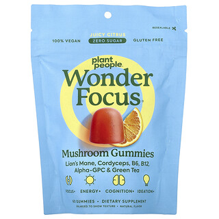 Plant People, WonderFocus®, Mushroom Gummies, Juicy Citrus, 60 Gummies