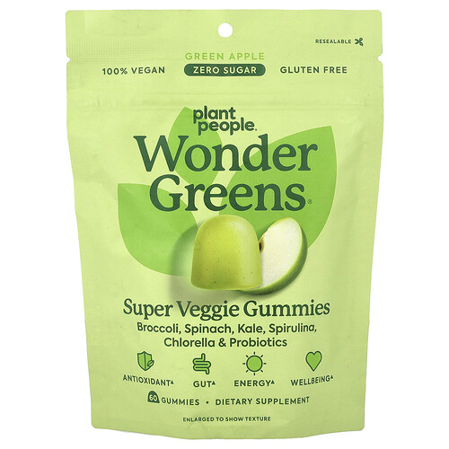 Plant People, WonderGreens®, Super Veggie Gummies, Green Apple, 60 Gummies