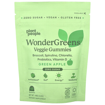Plant People  WonderGreens®  Veggie Gummies  Green Apple  60 Gummies