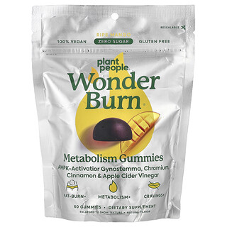 Plant People, WonderBurn®, Metabolism Gummies, Ripe Mango, 60 Gummies