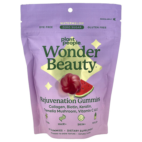 Plant People Wonder Beauty®, Rejuvenation Gummies, Watermelon, 60 Gummies