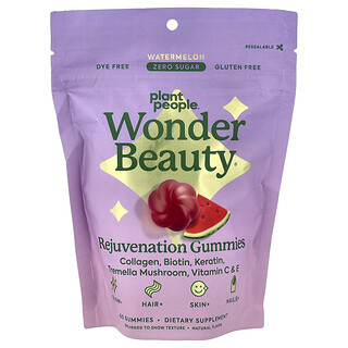 Plant People, Wonder Beauty®, Gomitas rejuvenecedoras, Sandía, 60 gomitas