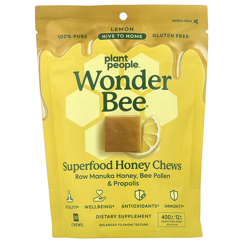 Plant People WonderBee®, Superfood Honey Chews, Lemon, MGO 400+, 30 Chews
