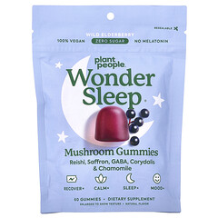 WonderSleep®, жувальні таблетки з грибами, лісова бузина, 60 жувальних таблеток
