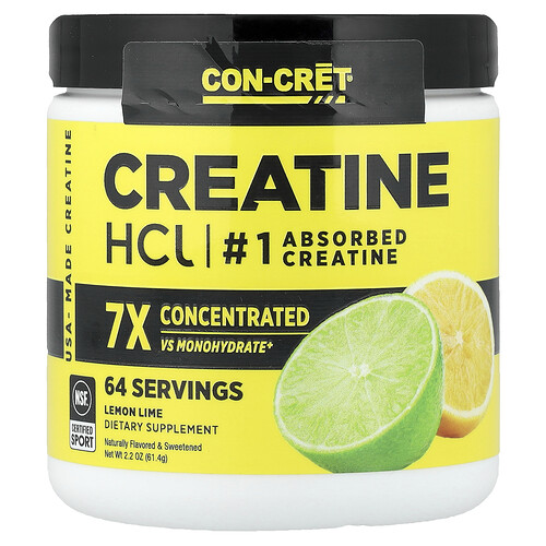 Con-cret Creatine HCl, Lemon-Lime, 2.2 oz (61.4 g)