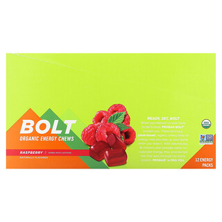 بروبار‏, Bolt ، أقراص مضغ عضوية للطاقة ، توت العليق ، 12 كيسًا ، 2.1 أونصة (60 جم) لكل كيس