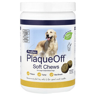 ProDen, PlaqueOff®, Bocadillos blandos masticables, Para perros de razas grandes y gigantes, 90 bocadillos masticables blandos, 450 g (15,8 oz)