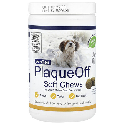 Product Image for ProDen, PlaqueOff Soft Chews, For Small & Medium Breed Dogs & Cats, 90 Soft Chews, 7.9 oz (225 g)