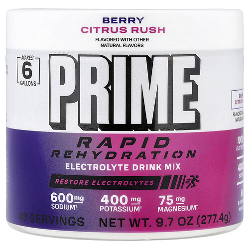 Prime Hydration, Ταχεία Ενυδάτωση, Μείγμα Ροφήματος Ηλεκτρολυτών, Έντονη Ένεση Μούρων